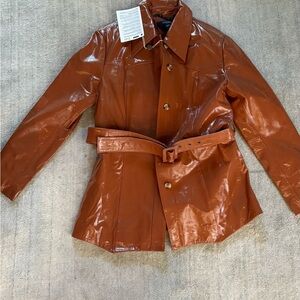 Muubaa atrid belted Patent leather jacket